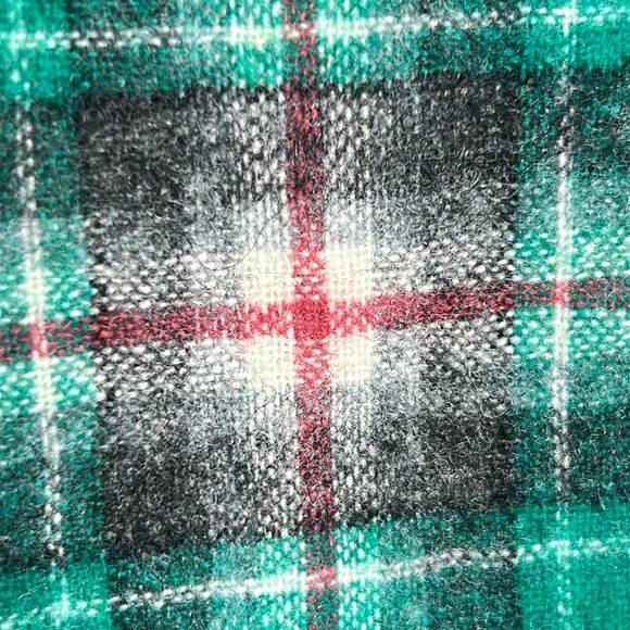 Vintage Pendleton Wool Teal Green |Gray Plaid Men's 60’s -70’s Button Down Shirt - Picture 14 of 17